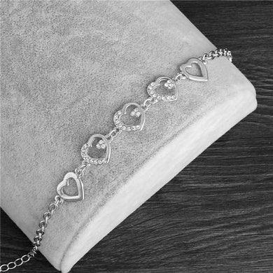 MISANANRYNE Summer Style Romantic Heart Bracelet Femme Silver Color Women Wedding Crystal Bracelets Pulseras Fine Jewelry FH374